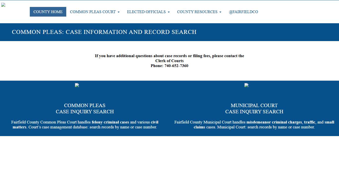 Case Information And Record Search - Fairfield County Common Pleas Court